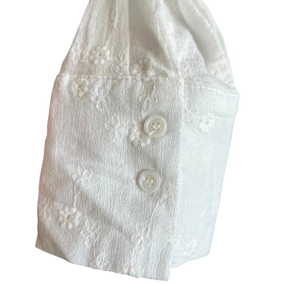 OAT white floral eyelet long sleeve top button down cotton cottagecore small - Picture 3 of 6